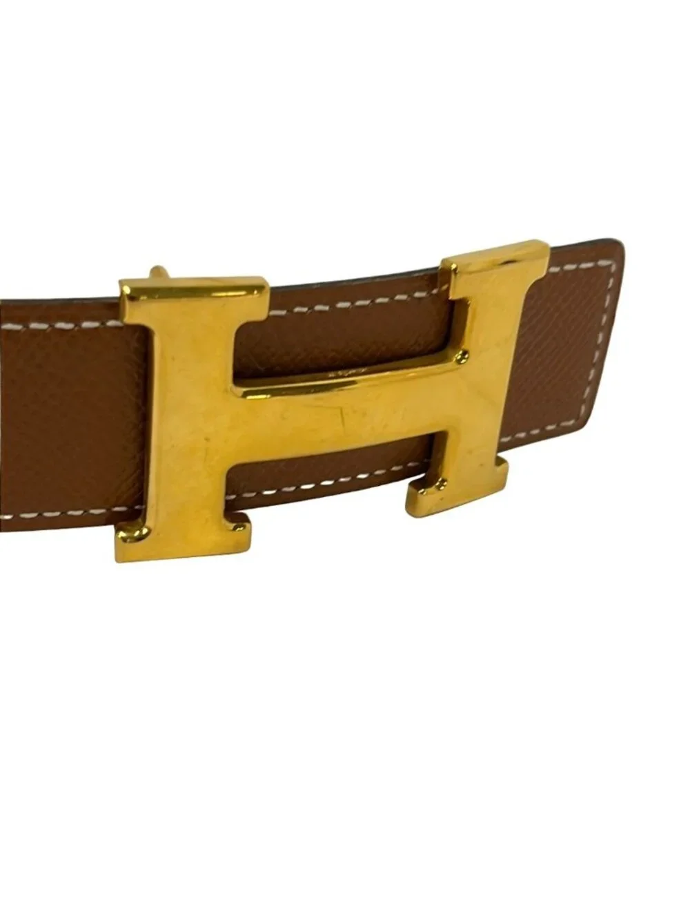 Hermes Belt 65 H Brown Black Gold Leather